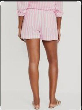 Old Navy Pink and White Striped Linen Women's Shorts